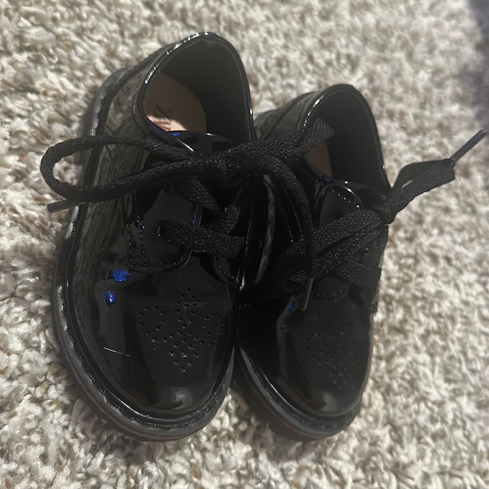 Baby Zara black patent lace loafers girl moccasins